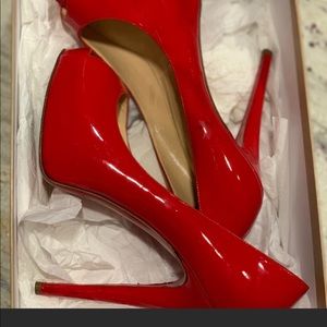 Christian Louboutin Red Peeptoe Shoes